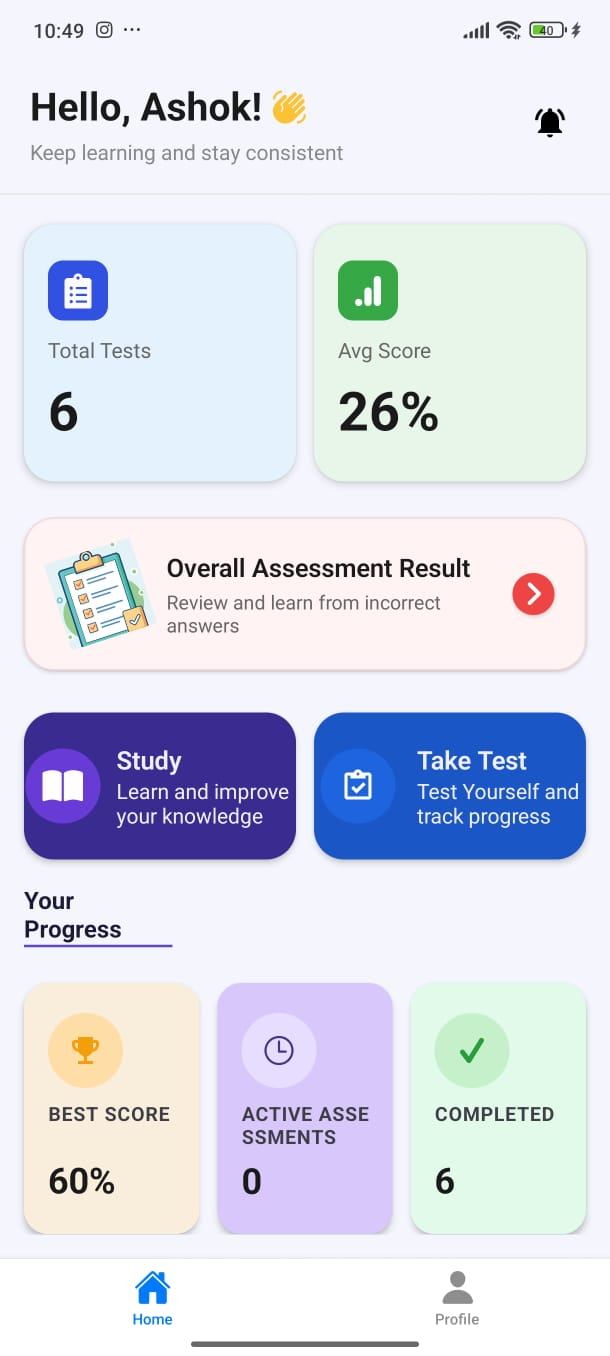 ArivuAI student dashboard